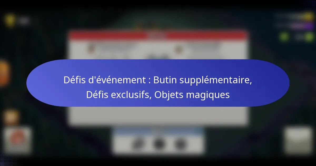 Read more about the article Défis d’événement : Butin supplémentaire, Défis exclusifs, Objets magiques