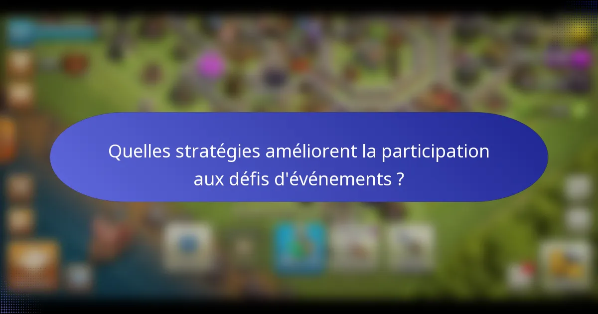 Quelles stratégies améliorent la participation aux défis d'événements ?